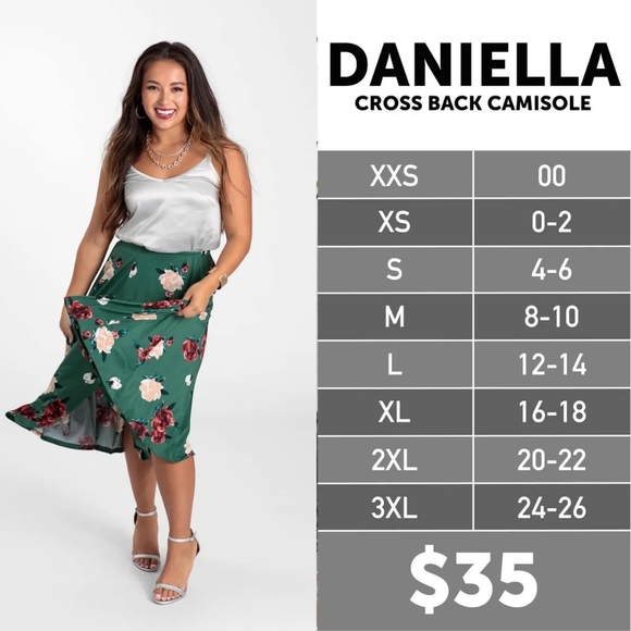 New luluaroe Daniella Cross Back Camisole silky Tank Solid Red Flowy blouse - Picture 6 of 7